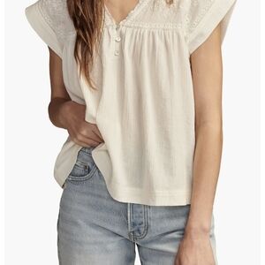 Lucky Brand Embroidered Cotton Blouse